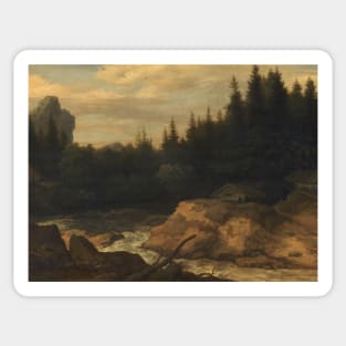 The River in the Pine Forest by Allaert van Everdingen Sticker